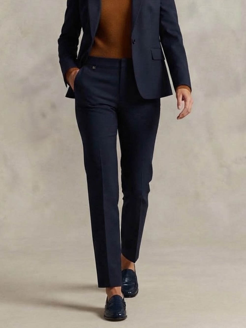 Lauren Ralph Lauren Double-Faced Stretch Cotton Pant in Navy